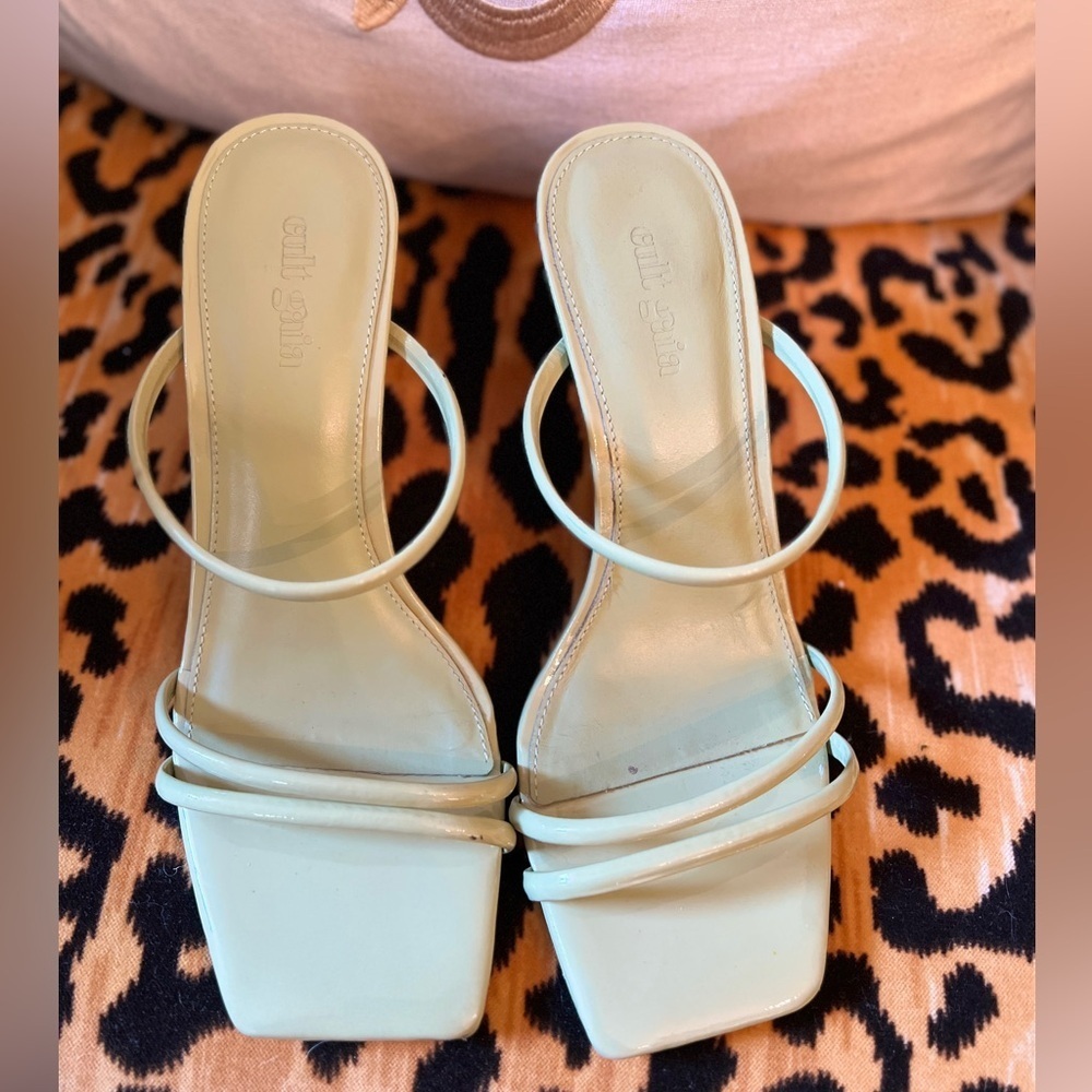 CULT GAIA Lydia Sandal in Palm Gold Heel Strappy Light Green REVOLVE - Picture 10 of 12